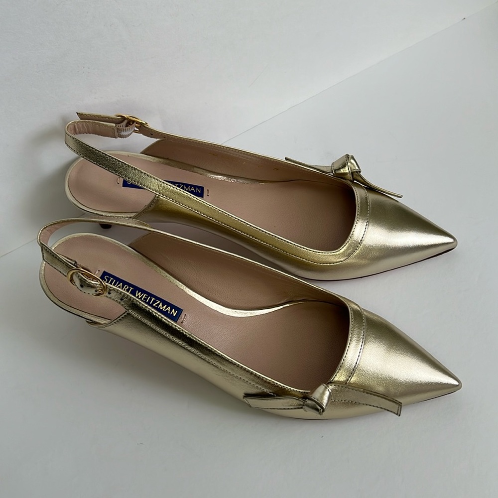 Stuart Weitzman Gold kitten Heels